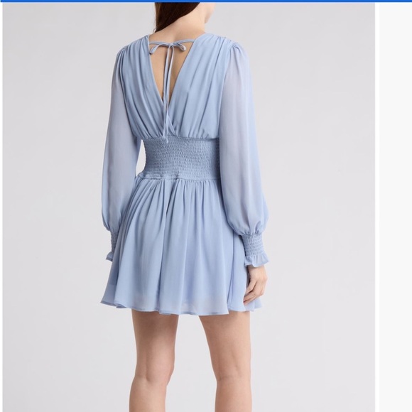 Lush Blue Pleated Sundress with Bishop Sleeves - Picture 2 of 10